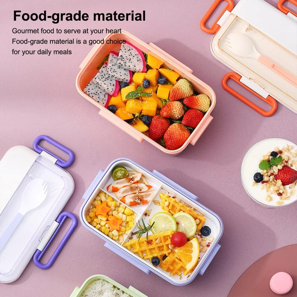 Rabbit Plastic Leakproof BPA Free Lunch Box with Spoon - Keep Your Food Fresh and Organized for Adults and Kids - Bpa-Free, Microwave and Dishwasher Safe (Multicolor) (1100ML, Green,Orange,Purpel)