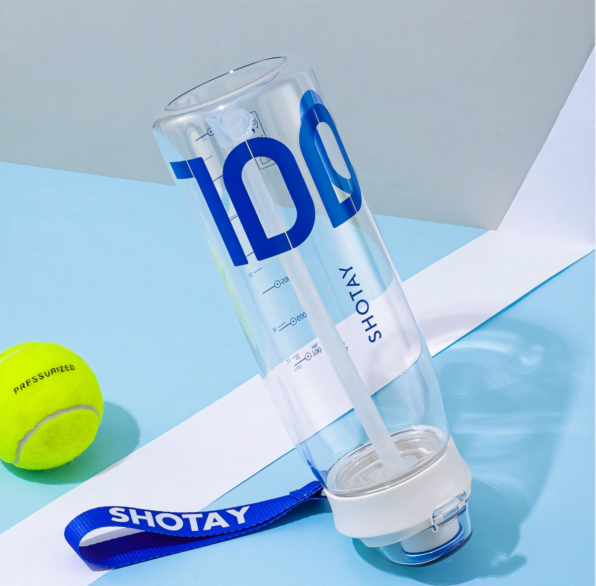 SHOTAY Sports Water Bottle with Flip-Top Straw & Woven Lanyard ST 6265- 1L