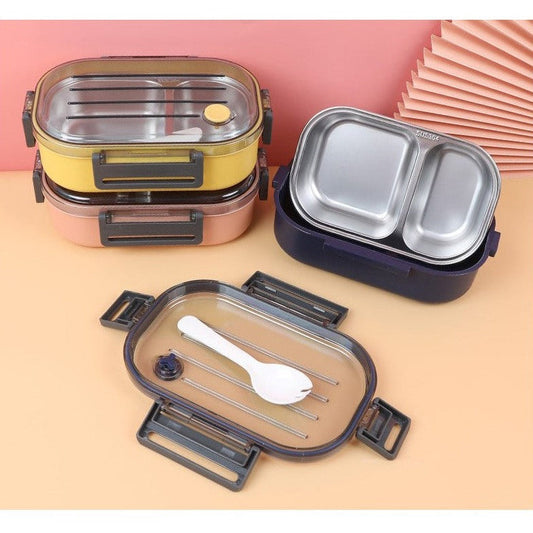 Leak-Proof Modular Lunch Box with Clear Lid & Spork