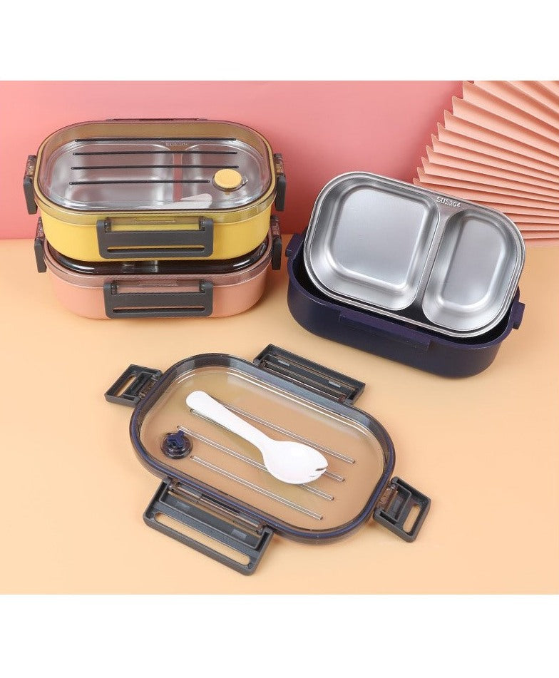 Leak-Proof Modular Lunch Box with Clear Lid & Spork
