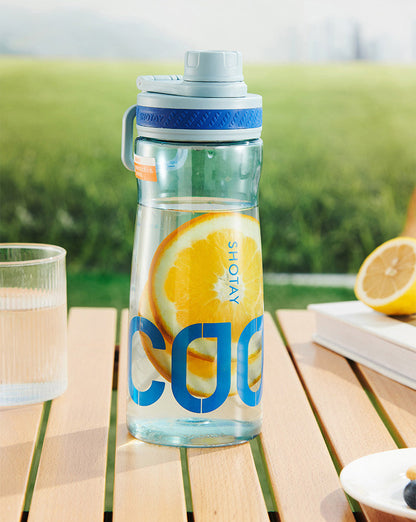 SHOTAY "COOL" Clear Sports Water Bottle with Carry Handle & Measurement Markers – Leak-Proof, Fruit Infusion Friendly Reusable Hydration Flask for Gym, Office, and Outdoors ST 6000