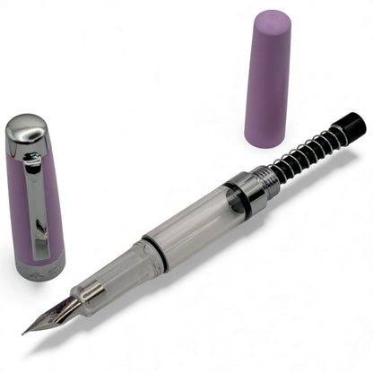 Modern Pastel Demonstrator Fountain Pen – Transparent Barrel, Spring-Action Filling Mechanism, Fine Precision Nib