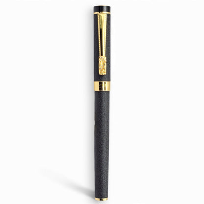 Textured Matte Black & Gold Ornate Executive Pen