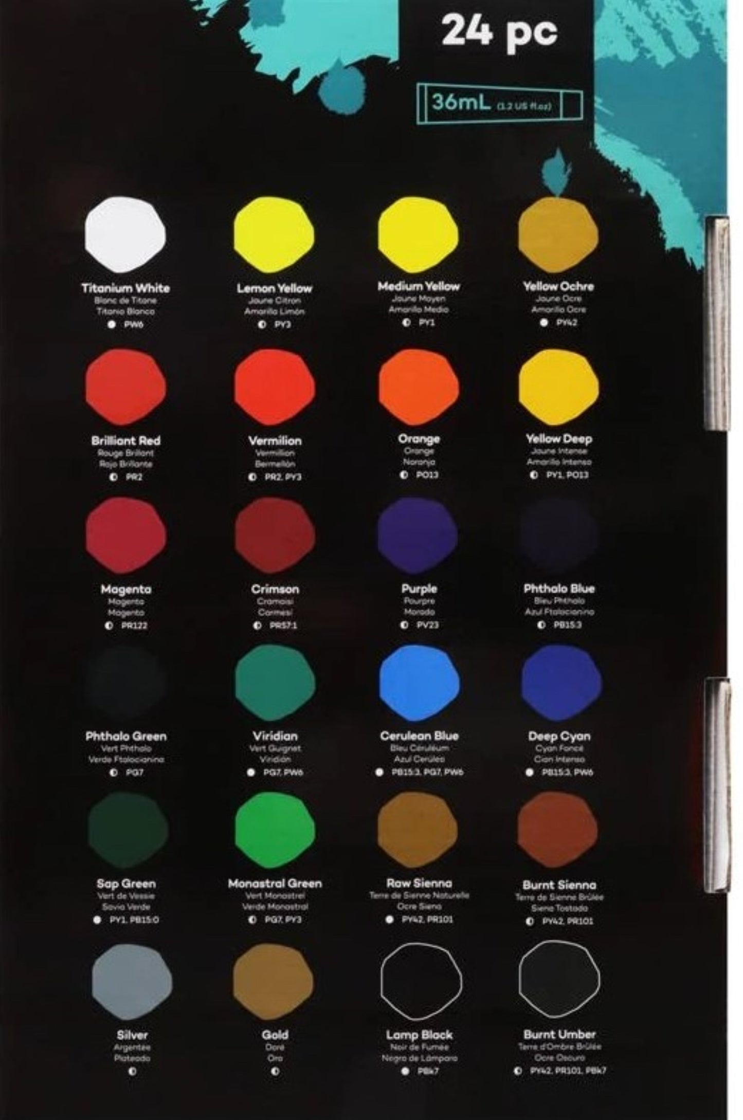 Mont Marte Acrylic Paint Set – 24 Colors x 36ml | For Canvas, Wood & More