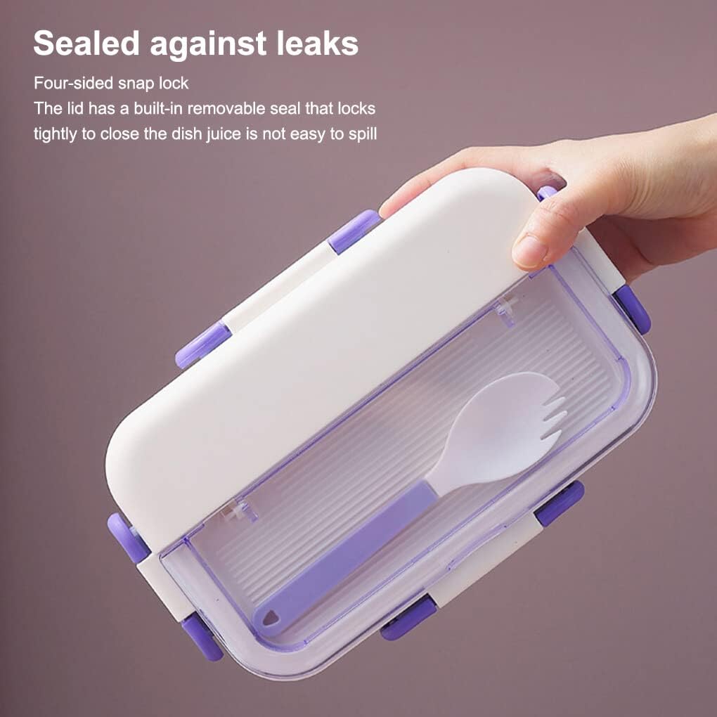 Rabbit Plastic Leakproof BPA Free Lunch Box with Spoon - Keep Your Food Fresh and Organized for Adults and Kids - Bpa-Free, Microwave and Dishwasher Safe (Multicolor) (1100ML, Green,Orange,Purpel)