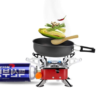 THE VENTI Portable Gas Stove Mini Portable Square-Shaped 2800W Gas Butane Burner Camping Stove travelling Stainless Steel Cooking Stove Folding Furnace Stove with Storage Bag