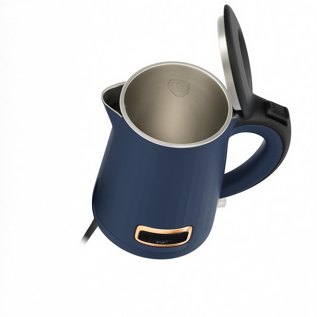 Electric Kettle, Black, Stainless Steel, 2 Litre Capacity, 1600W, Auto Cut-Off, 360 Degree Rotating Base, Safety Lock Lid Blue