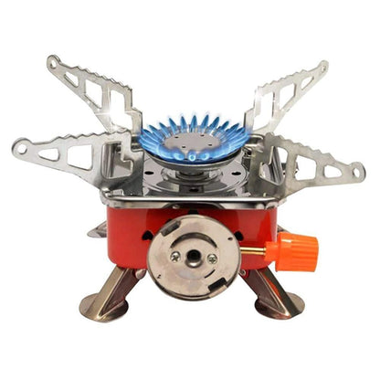 THE VENTI Portable Gas Stove Mini Portable Square-Shaped 2800W Gas Butane Burner Camping Stove travelling Stainless Steel Cooking Stove Folding Furnace Stove with Storage Bag