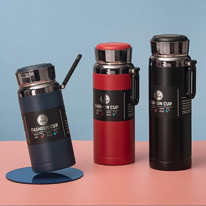 Venti Diamond Thermos Flask |SS304|for Tea Coffee Hotwater for 24Hours for School Office Travel Home Leak Proof 600/1100ML|BPA Free 100%| (1100ML, Red)
