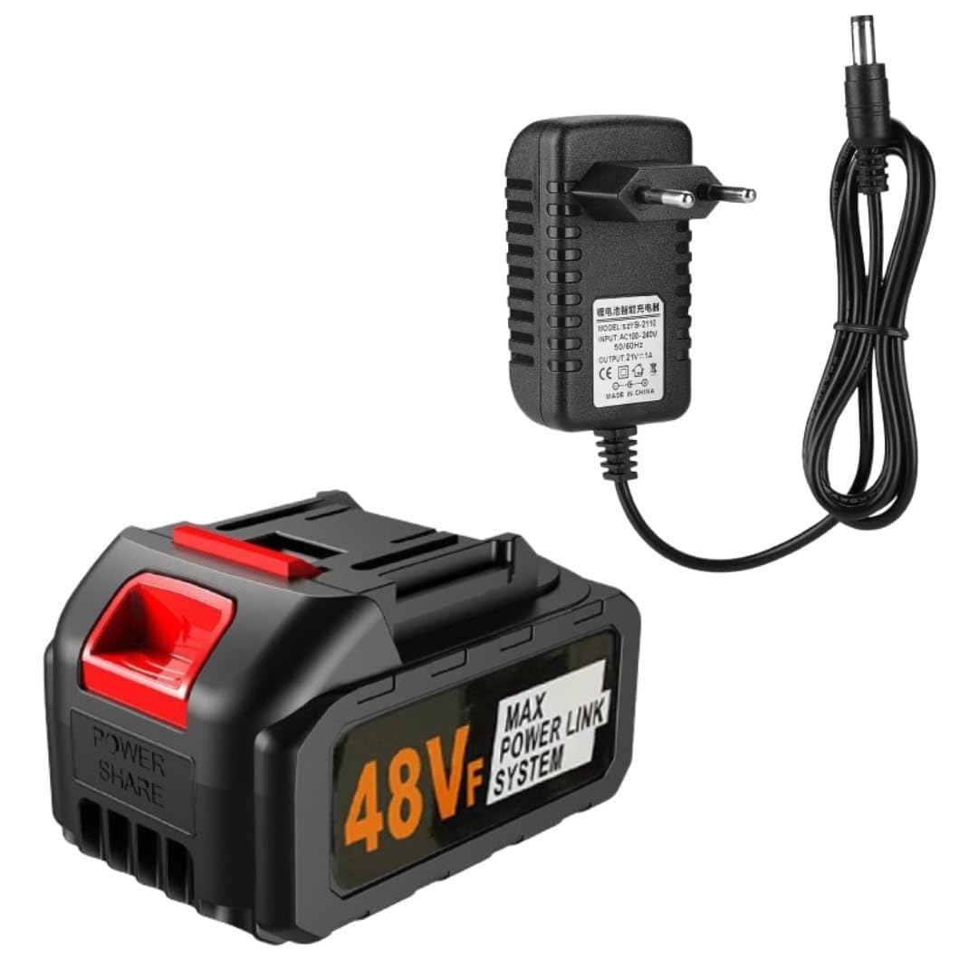 21V/48Vf Lithium-Ion Battery with Charger | Max Power Link System | Rechargeable Battery Pack for Cordless Power Tools – 12000mAh Li-ion | Power Share Compatible