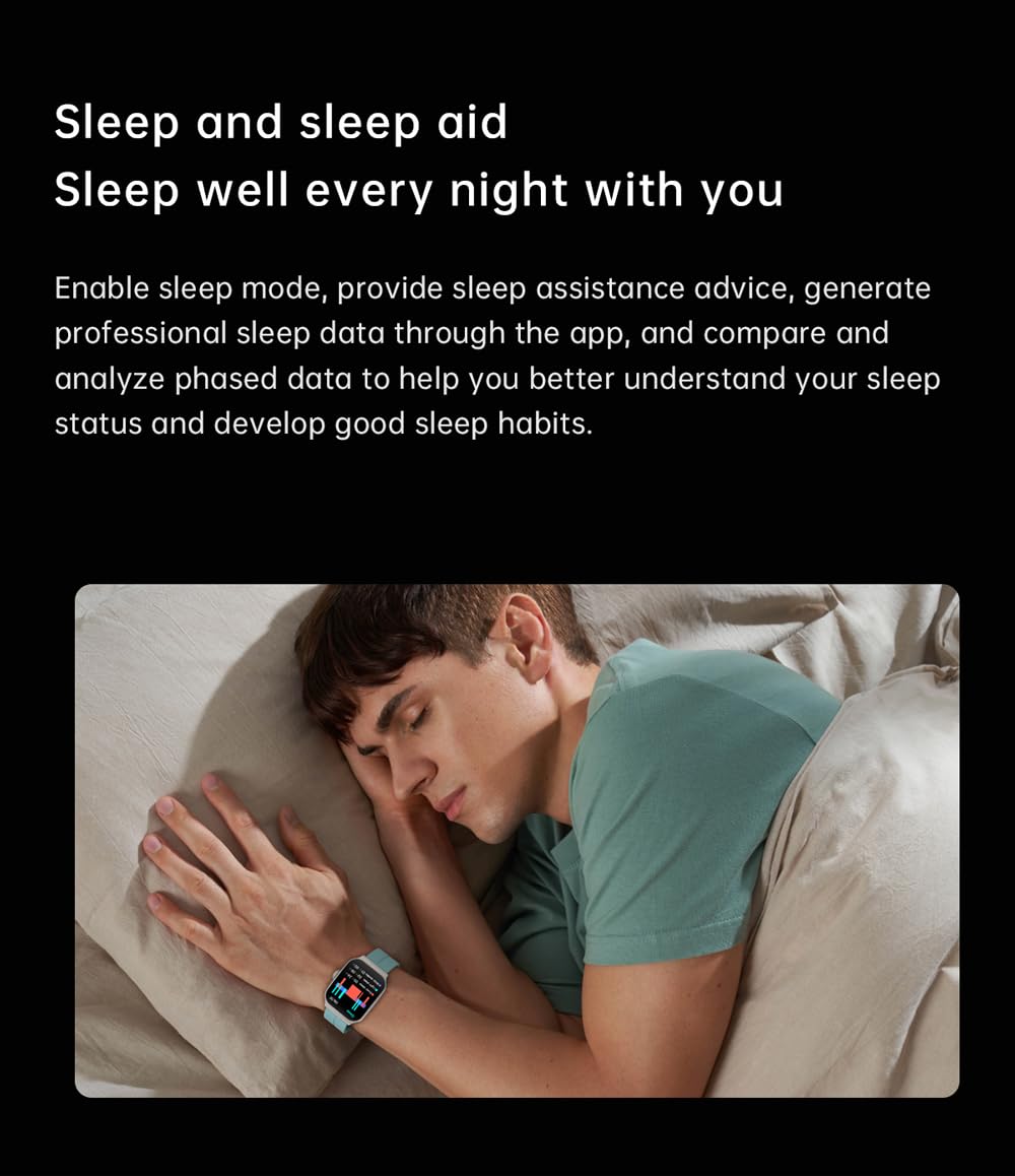 THE VENTI MediaTek Smart Watch 1.96inch Super AMOLED 3D Flexible Design Screen Bluetooth Calling Heart Rate IP67 Waterproof Smartwatch for Android iOS (1.96", Navy Blue)