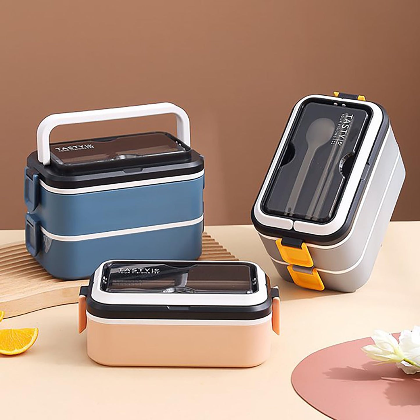 THE VENTI Snackpro Plastic Lunch Box Airtight & Leak Proof Containers with Plastic Fork for Office Use, School, Picnic (700Ml, Pink)