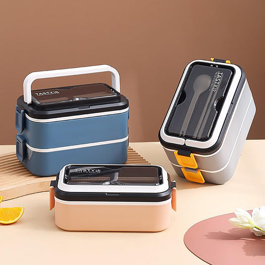 THE VENTI Snackpro Plastic Lunch Box Airtight & Leak Proof Containers with Plastic Fork for Office Use, School, Picnic (700Ml, Pink)