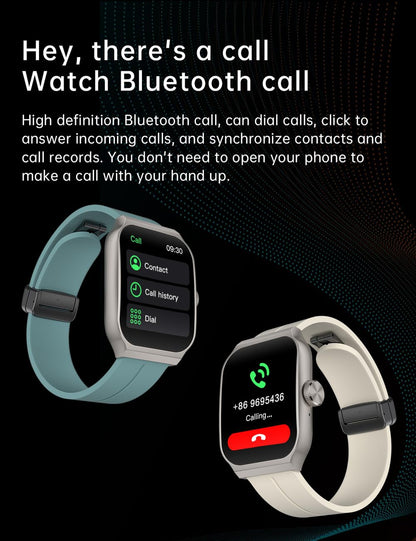 THE VENTI MediaTek Smart Watch 1.96inch Super AMOLED 3D Flexible Design Screen Bluetooth Calling Heart Rate IP67 Waterproof Smartwatch for Android iOS (1.96", White)