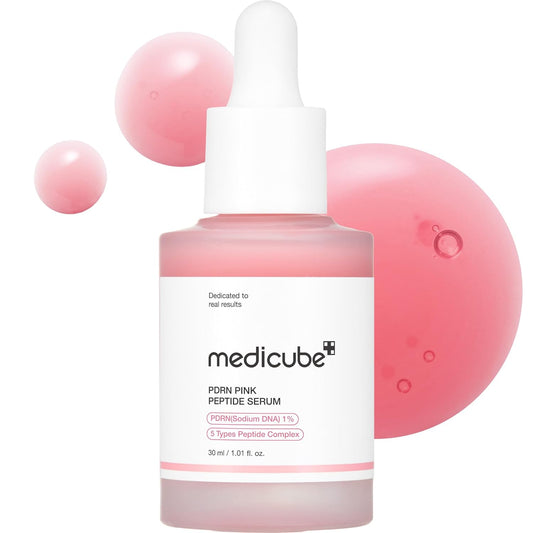 medicube PDRN Pink Peptide Serum Sodium DNA 1%, Pink glow serum, Peptide, Niacinamide, Hydrating & Moisturizing & Plumping, Uneven Skin Tone, Korean Skincare 30ML (1.01 fl.oz., Salmon DNA PDRN)