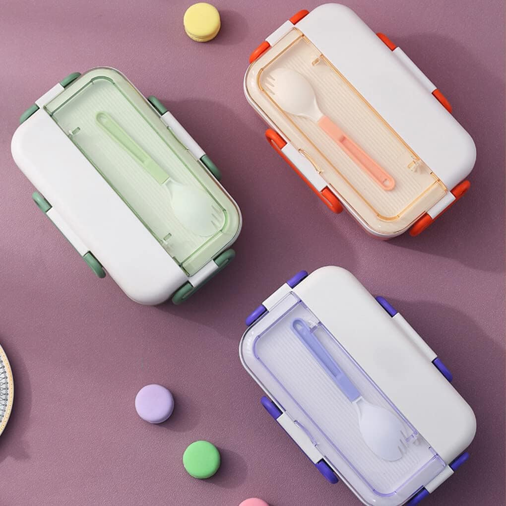 Rabbit Plastic Leakproof BPA Free Lunch Box with Spoon - Keep Your Food Fresh and Organized for Adults and Kids - Bpa-Free, Microwave and Dishwasher Safe (Multicolor) (1100ML, Green,Orange,Purpel)
