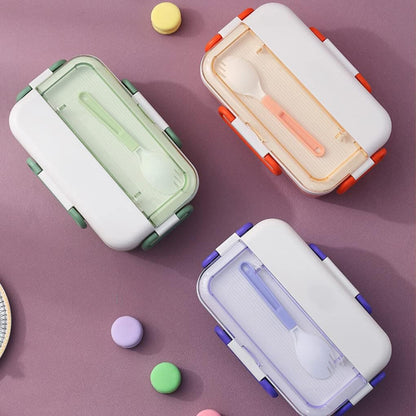 Rabbit Plastic Leakproof BPA Free Lunch Box with Spoon - Keep Your Food Fresh and Organized for Adults and Kids - Bpa-Free, Microwave and Dishwasher Safe (Multicolor) (1100ML, Green,Orange,Purpel)