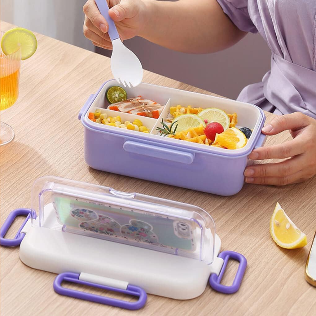 Rabbit Plastic Leakproof BPA Free Lunch Box with Spoon - Keep Your Food Fresh and Organized for Adults and Kids - Bpa-Free, Microwave and Dishwasher Safe (Multicolor) (1100ML, Green,Orange,Purpel)