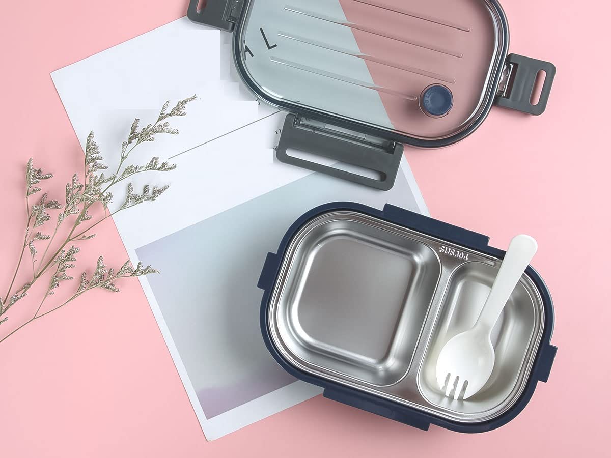 Leak-Proof Modular Lunch Box with Clear Lid & Spork
