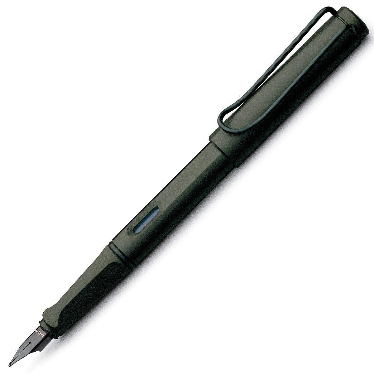 Lamy Safari Medium Nib Fountain Pen | Sturdy Plastic, Umbra | Metal Clip, Ergonomic Grip | Black Chromium-Plated Steel Nib | with Ink Cartridge T 10 Blue | with Converter Z 28