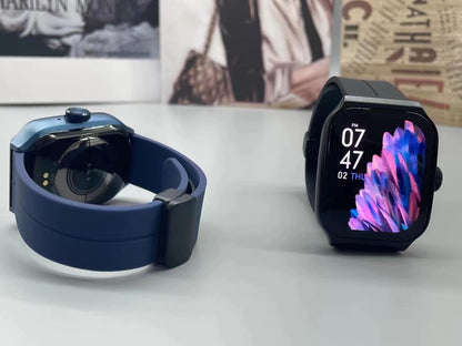 THE VENTI MediaTek Smart Watch 1.96inch Super AMOLED 3D Flexible Design Screen Bluetooth Calling Heart Rate IP67 Waterproof Smartwatch for Android iOS (1.96", Navy Blue)