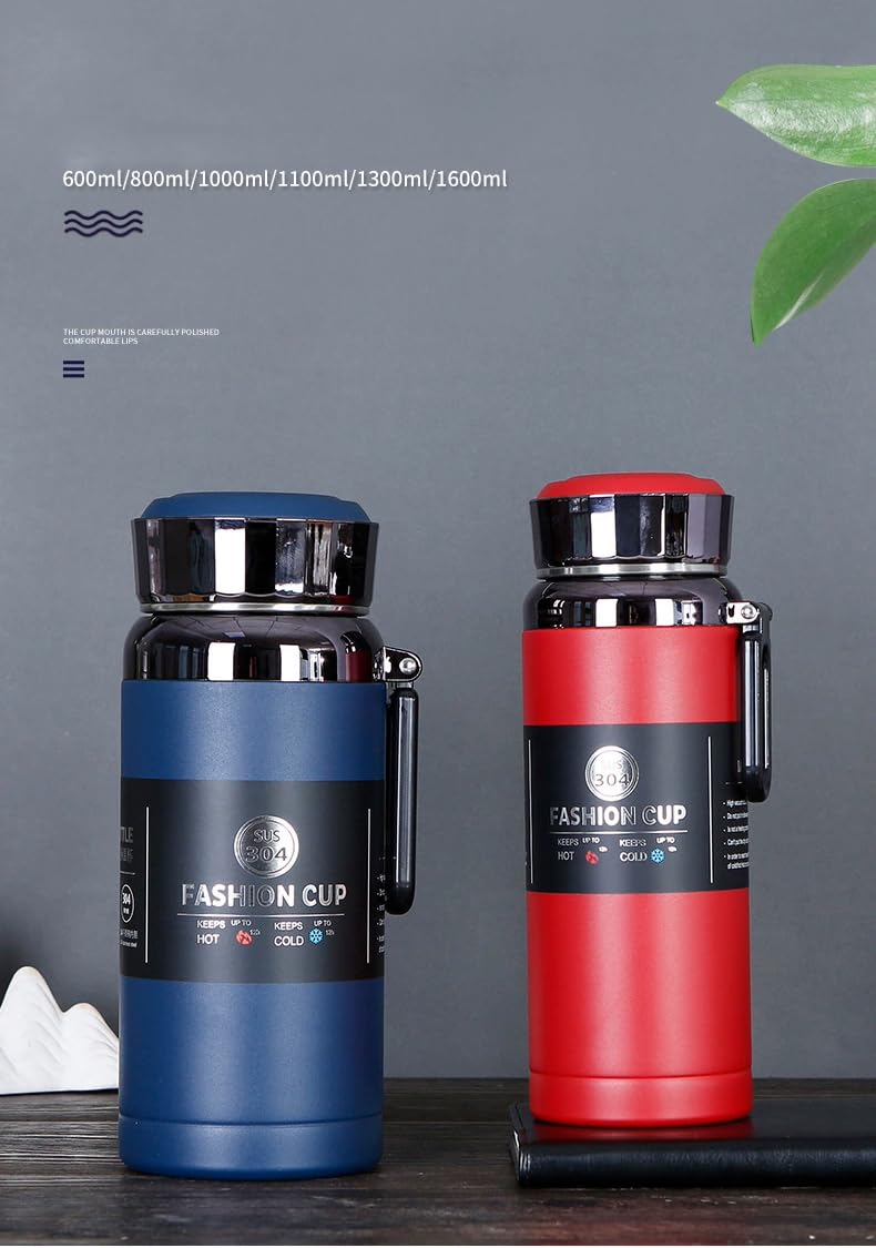 Venti Diamond Thermos Flask |SS304|for Tea Coffee Hotwater for 24Hours for School Office Travel Home Leak Proof 600/1100ML|BPA Free 100%| (1100ML, Red)