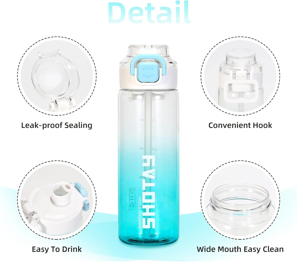SHOTAY Gradient Dual-Drink Sports Water Bottle (800ml)ST 7256