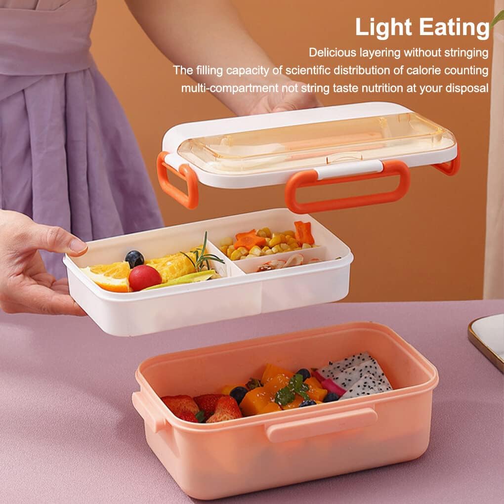 Rabbit Plastic Leakproof BPA Free Lunch Box with Spoon - Keep Your Food Fresh and Organized for Adults and Kids - Bpa-Free, Microwave and Dishwasher Safe (Multicolor) (1100ML, Green,Orange,Purpel)
