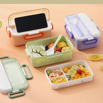 Rabbit Plastic Leakproof BPA Free Lunch Box with Spoon - Keep Your Food Fresh and Organized for Adults and Kids - Bpa-Free, Microwave and Dishwasher Safe (Multicolor) (1100ML, Green,Orange,Purpel)