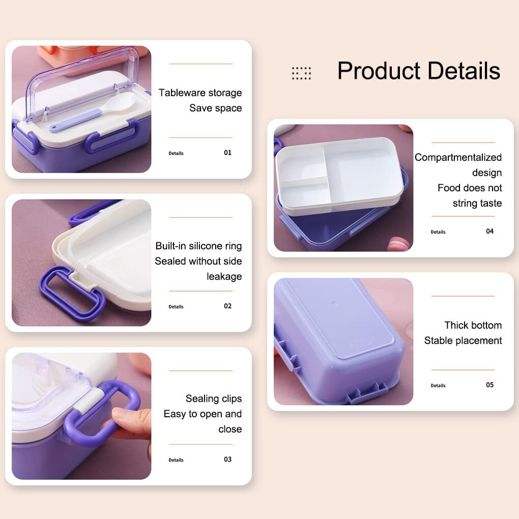 Rabbit Plastic Leakproof BPA Free Lunch Box with Spoon - Keep Your Food Fresh and Organized for Adults and Kids - Bpa-Free, Microwave and Dishwasher Safe (Multicolor) (1100ML, Green,Orange,Purpel)