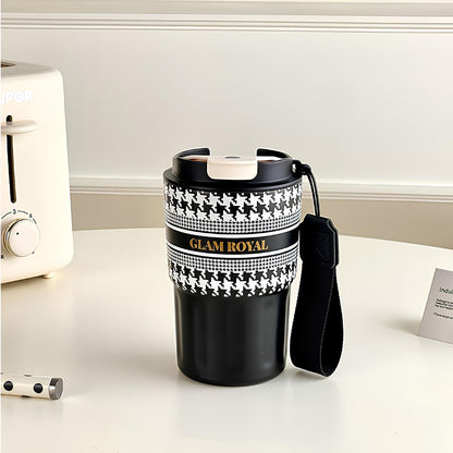 SITAYURI Glam Royal Houndstooth Insulated Tumbler Coffee Cup