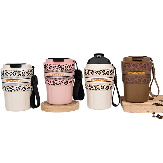 SITARAYURI Leopard Print Stainless Steel Insulated Travel Coffee Cup