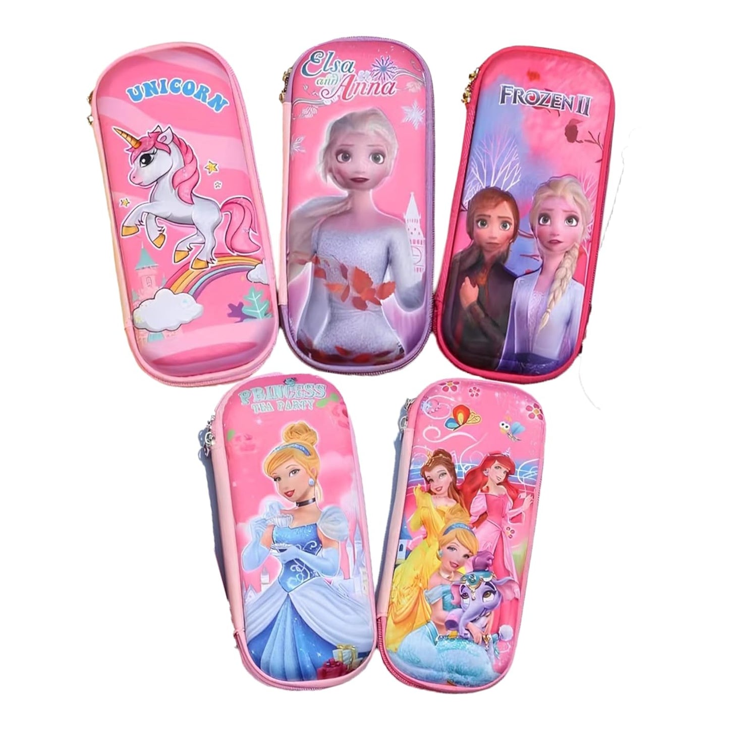 THE VENTI Plastic Soft Pencil Pouch for Kids Cute Themed Luxury Compass Stationary Organizer Box for Girls, Boys (Multicolor) (SH-55)(Random Design)(Pack of 1)