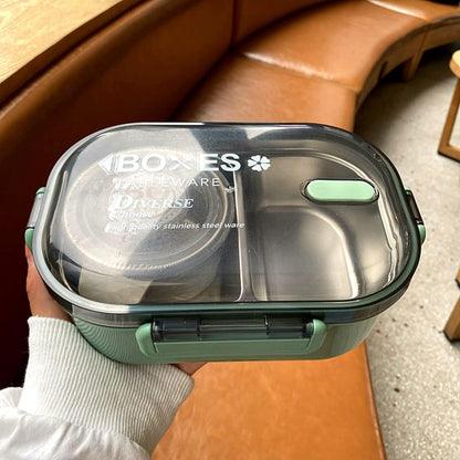 Stainless Steel Lunch Box, 1000ml Bento Box Two Compartments for School for Travel for Picnic (1000ML, Blue , Green , Pink  )