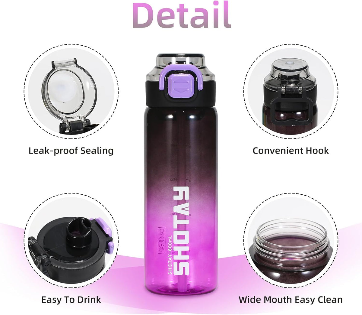 SHOTAY Gradient Dual-Drink Sports Water Bottle (800ml)ST 7256