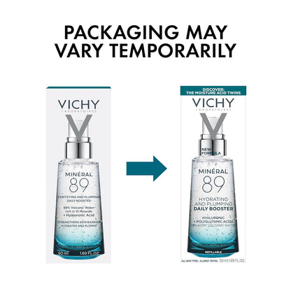 VICHY Mineral 89 Fortifying, Hydrating & Plumping Daily Skin Booster, Face Moisturizer Liquid With Hyaluonic Acid, 1.67 Fl. Oz.