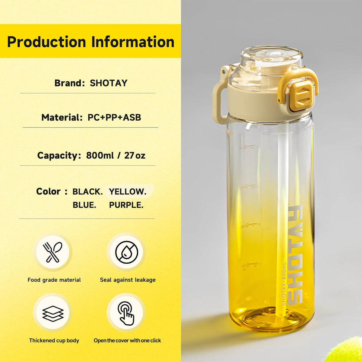 SHOTAY Gradient Dual-Drink Sports Water Bottle (800ml)ST 7256