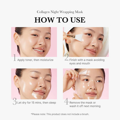 Medicube Collagen Overnight Wrapping Peel Off Facial Mask Pack - Elasticity & Hydration Care, Reduces Sagging & Dullness - Hydrolyzed Collagen For Glowing Skin - Korean Skin Care, 2.53 fl.oz