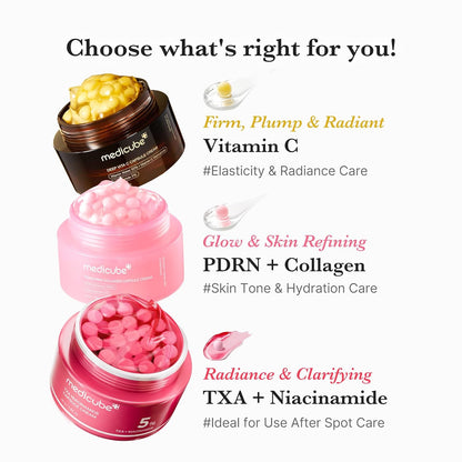 medicube Salmon DNA PDRN Pink Collagen Capsule Cream, Face Moisturizer | Lightweight Moisturizing Cream | PDRN, Niacinamide for Uneven Skin Tone, Glow hydration | Korean Skin Care 1.94 oz