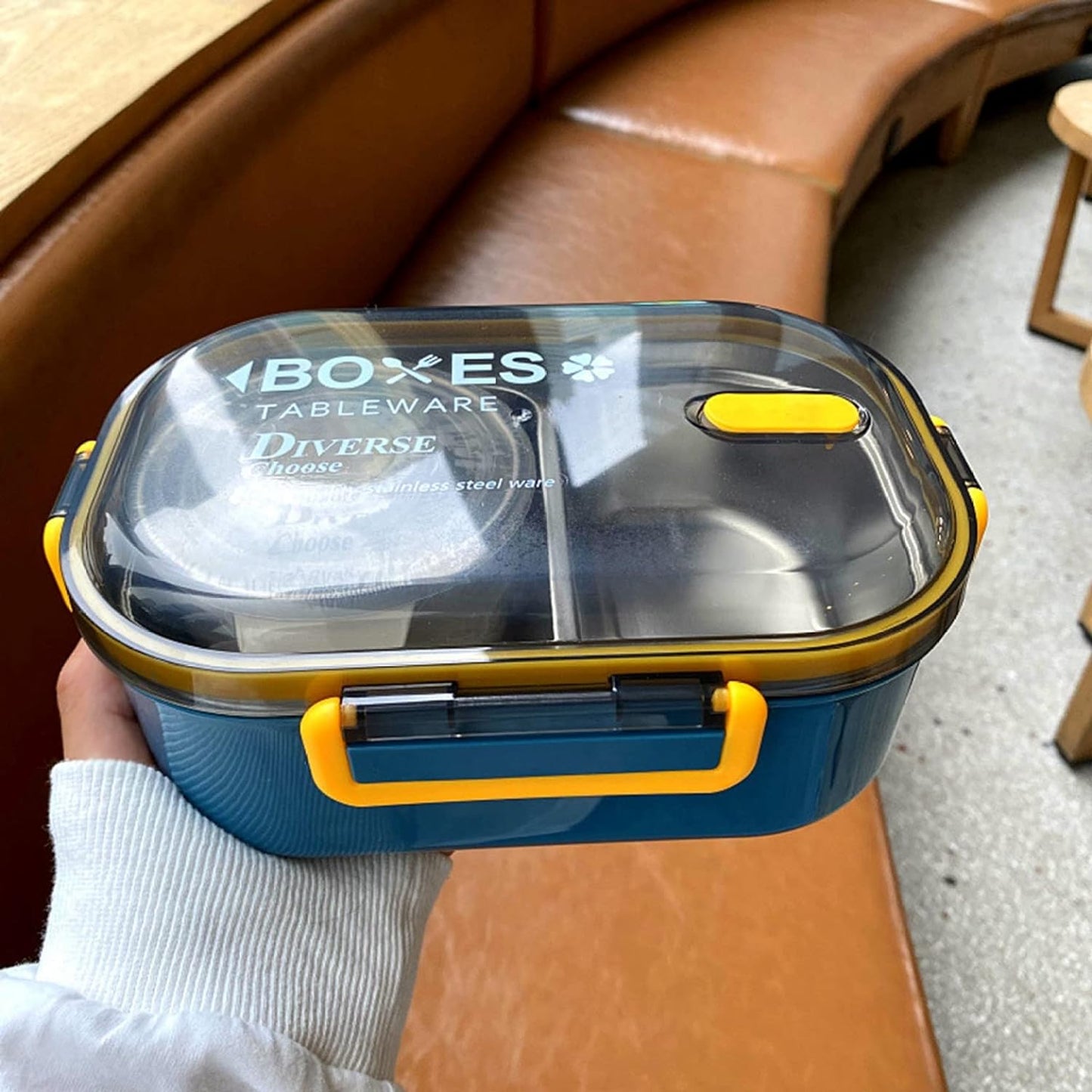 Stainless Steel Lunch Box, 1000ml Bento Box Two Compartments for School for Travel for Picnic (1000ML, Blue , Green , Pink  )