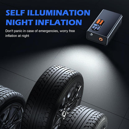 Tire Inflator Portable Air Compressor-150 PSI Tire Pump-Cordless Tire Inflation with Dual Screen Pressure Gauge Emergency Light for Car, Motor, Bike, Ball,Kayak