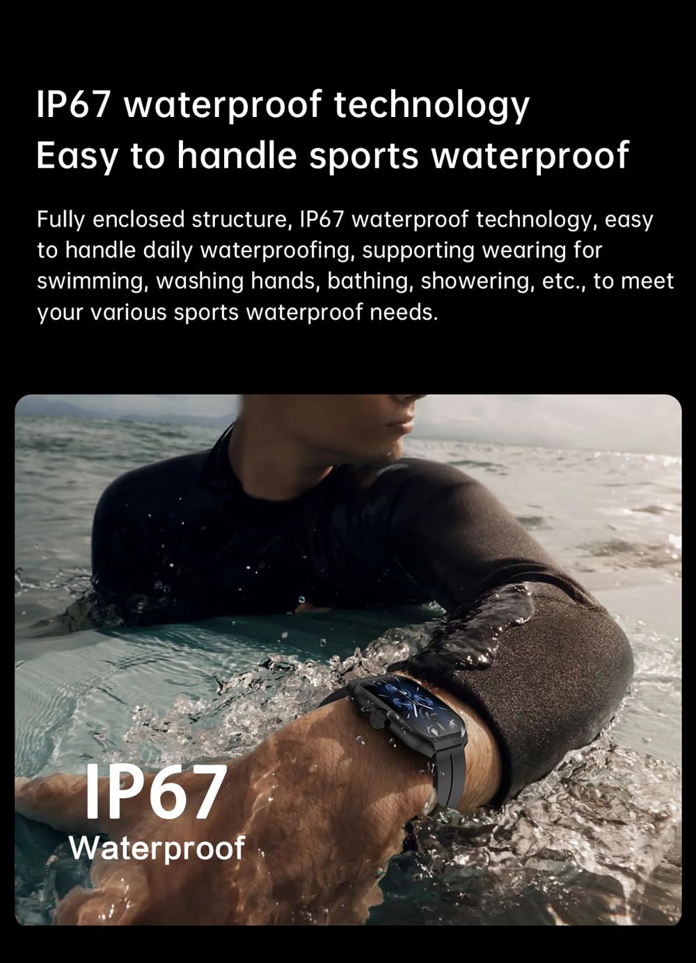 THE VENTI MediaTek Smart Watch 1.96inch Super AMOLED 3D Flexible Design Screen Bluetooth Calling Heart Rate IP67 Waterproof Smartwatch for Android iOS (1.96", Navy Blue)