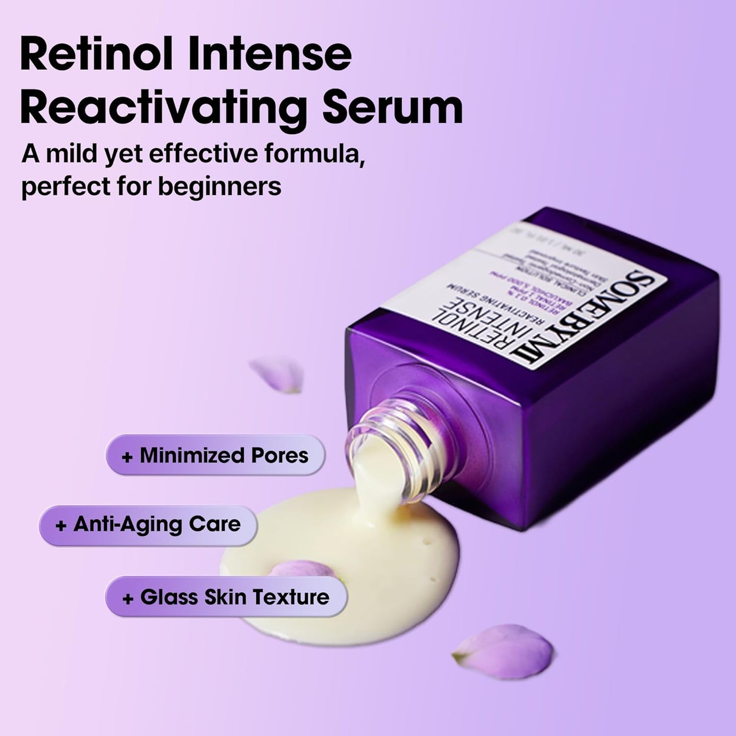 SOME BY MI Retinol Intense Reactivating Serum 30ml | 0.1% Retinol Serum for Anti-Aging and Glass Skin - Improvement of Post Acne Marks, Skin Texture & Elasticity - Imported Korean Skincare