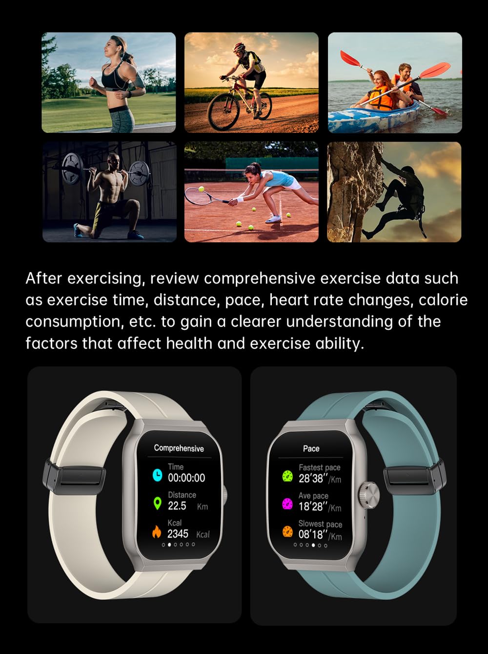 THE VENTI MediaTek Smart Watch 1.96inch Super AMOLED 3D Flexible Design Screen Bluetooth Calling Heart Rate IP67 Waterproof Smartwatch for Android iOS (1.96", White)
