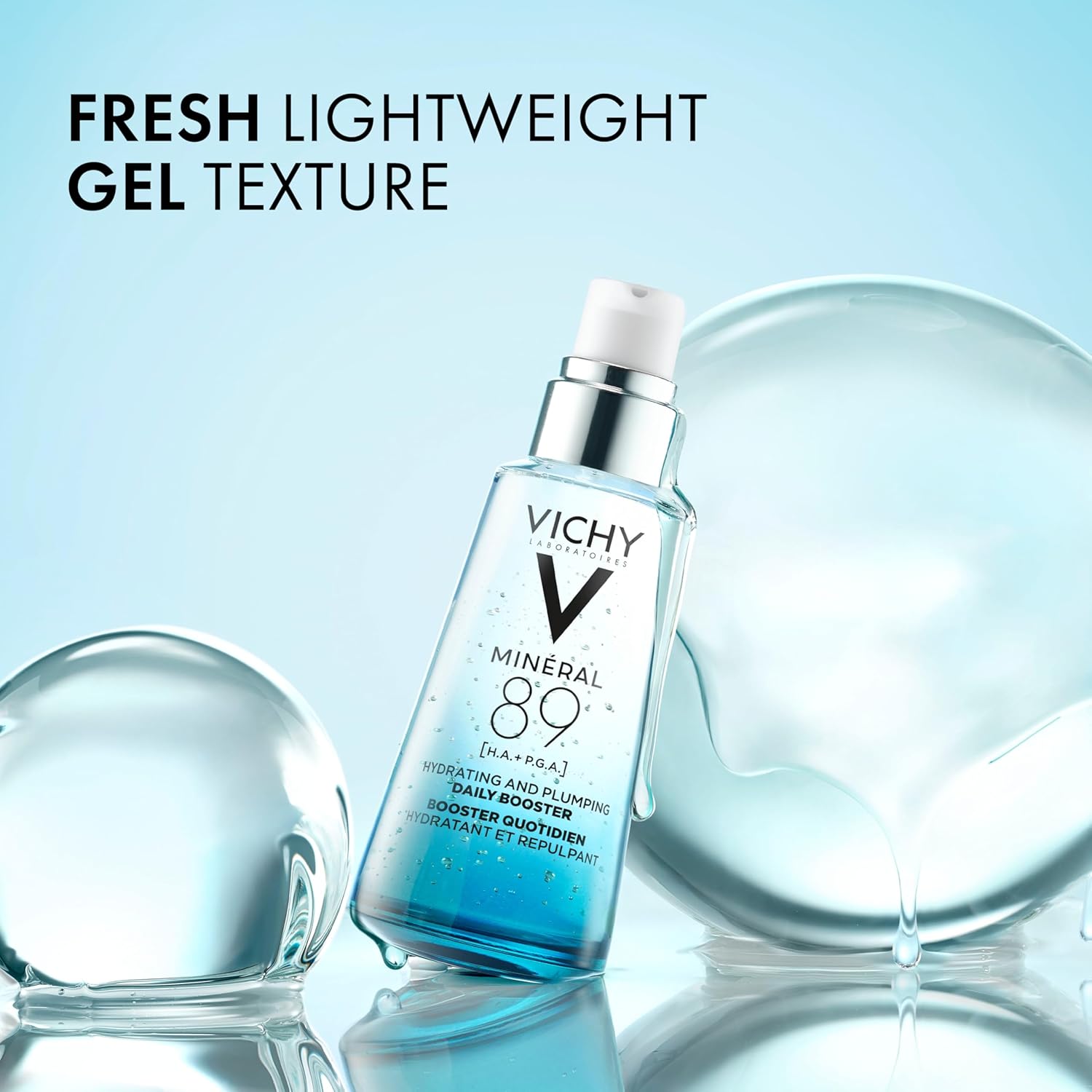 VICHY Mineral 89 Fortifying, Hydrating & Plumping Daily Skin Booster, Face Moisturizer Liquid With Hyaluonic Acid, 1.67 Fl. Oz.