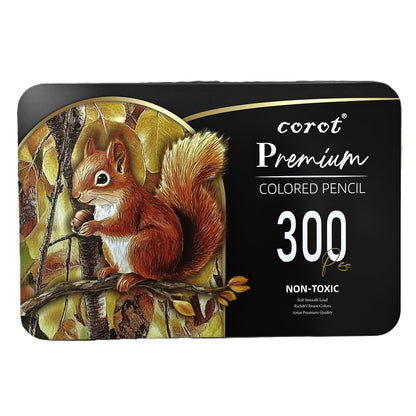 Corot Premium Coloured Pencils, 300 Pcs, Professional Art Set with Rich Vibrant Colours (Tin Box, 300Pcs)