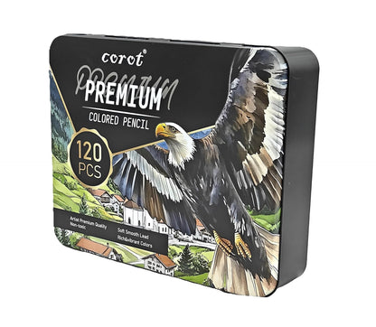 Corot Premium Coloured Pencils, 120 Pieces, Professional Art Set with Rich Vibrant Colours (Tin Box, 120Pcs)