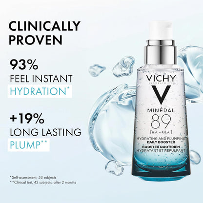 VICHY Mineral 89 Fortifying, Hydrating & Plumping Daily Skin Booster, Face Moisturizer Liquid With Hyaluonic Acid, 1.67 Fl. Oz.