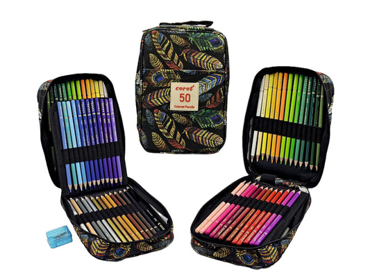 Corot Premium Coloured Pencils, 72 Pieces, Professional Art Set with Rich Vibrant Colours (Cloth Bag, 50 Pcs)