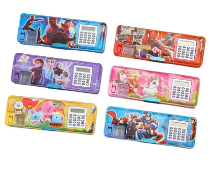 THE VENTI Plastic Magnetic Pencil Case With Sharpener For Kids Cute Themed Luxury Compass Stationary Organizer Box For Girls, Boys (Random Design) (KT-520)(Pack Of 1), Multicolour